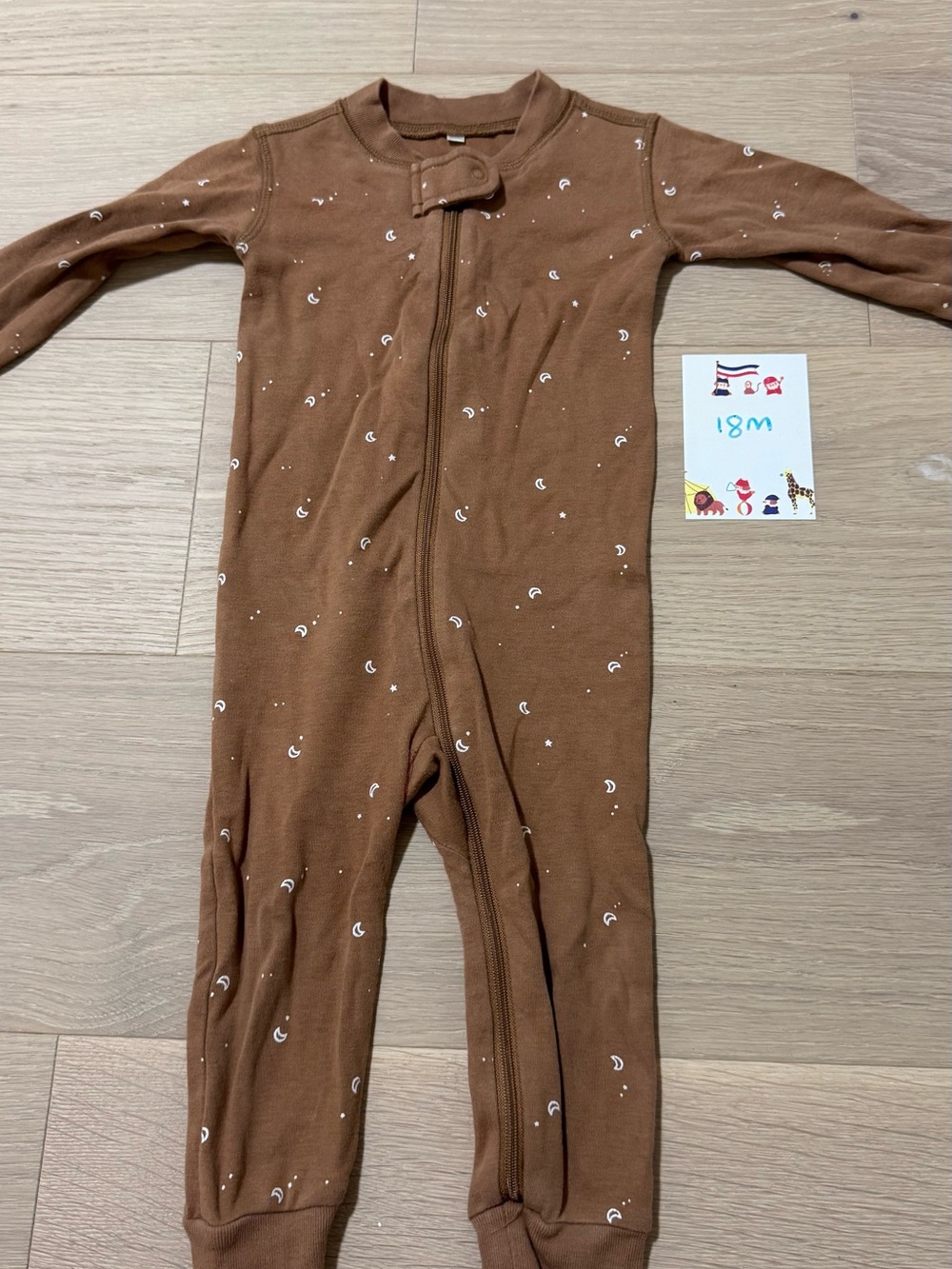 Quincy Mae organic cotton in cinnamon Moon Print One-Piece Pajamas - 18M